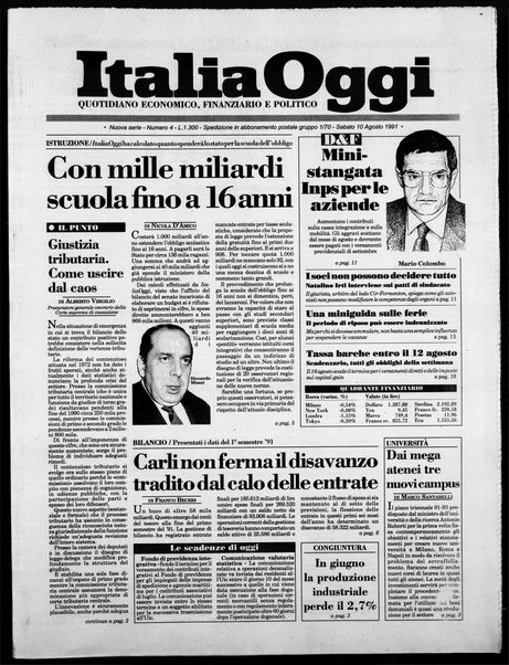 Italia oggi : quotidiano di economia finanza e politica